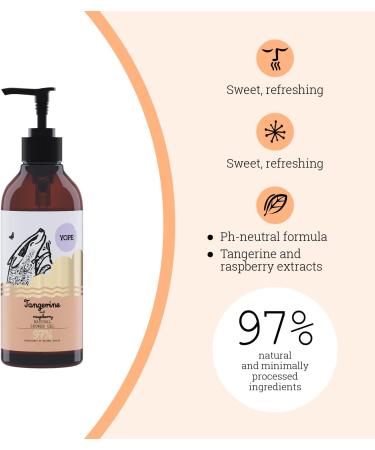 YOPE Natural Shower Gel | Neutral pH | Ultra-gentle cleansers| Tangerine extract | Plant glycerine | Vegan Formula| 97% Natural ingredients | Tangerine and Raspberry 400ml - Buy Online on GoSupps.com