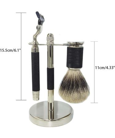 NSNT EXQUISIT Men's Razor Brush - 3-in-1 Holder for Long Hair Heavy Handles & 3-Layer Replacement Set | Premium Grooming Tool - Buy Online on GoSupps.com