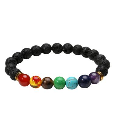 Eigso 7 Chakra Bracelet Energy for Women Men with Lava Stones and Crystal Stones Meditation Prayers Colorful Beads