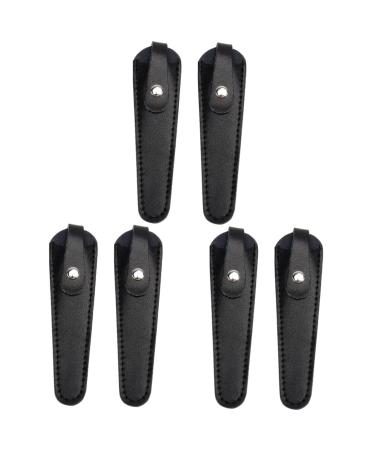 Beavorty 6-part household professional covers Portable scissors and safety-eye browcore pockets leather covers hairdresser-like trimming-enveloped bags for travel 15x4.2cmx3pcs blackx3st