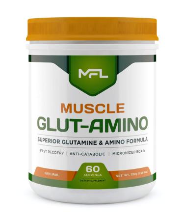 MFL Muscle Glut-Amino | Glutamine Complex | Amino Complex | 0 Sugar | Sweetened with Stevia | All-Natural | 60 Servings (Natural)