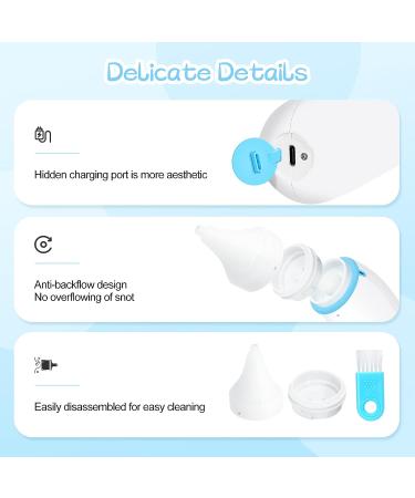 Easy Home Baby Electric Nasal Aspirator | USB Rechargeable Nose Sucker with Night Light | Adjustable Suction | 2 Silicone Nozzles | Baby Nose Cleaner ENA102 - Buy Online on GoSupps.com