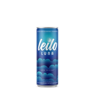 Leilo Luna Calm in a Can | Sparkling Sleep Drink with Kava | All Natural & Gluten Free | Blueberry Chamomile 8.4 ounce Pack of 12