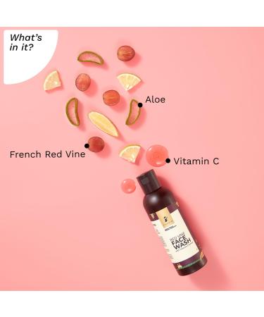 Pilgrim Red Vine Face Wash - Vitamin C & Aloe Infused Moisturizing Cleanser for Dry Skin | Gentle Impurity Removal | 3.38 Fl Oz/100ml - Buy Online on GoSupps.com