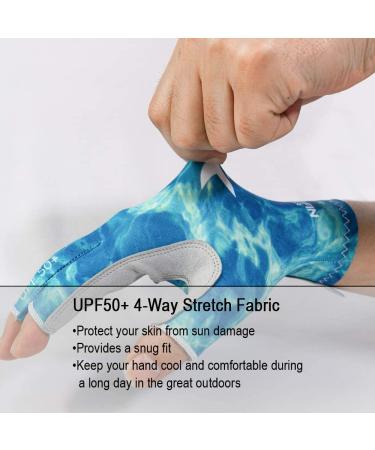 KOOFIN GEAR UPF50 Fingerless Fishing Gloves for Outdoor Activities - Blue Camo, S/M - Buy Online on GoSupps.com