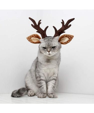 POPETPOP Dog Antlers Costume-Dog Elk Antler Reindeer Hat Cap Cat Christmas Costume Outfits Cat Headwear Small Big Dog Hat Headwear Hair Grooming Accessories-Large - Buy Online on GoSupps.com