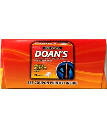 Doan's Extra Strength Pain Reliever Magnesium Salicylate Tetrahydrate 580 mg Relieves Backache Pain 24 Caplets (Pack of 5) - Buy Online on GoSupps.com