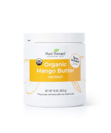 Plant Therapy Organic Mango Butter Raw  USDA Certified  16 oz Jar For Body  Face & Hair 100% Pure  Natural Moisturizer For Dry  Cracked Skin  & DIY