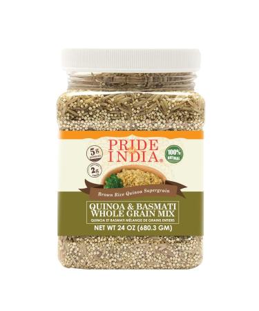 Quinoa and Brown Basmati Rice Whole Grain Mix by Pride of India Organic and Nutritious Farm Fresh Vegan & Vegetarian Friendly Diet Ideas - 24 Oz. Food Grade Storage Jars