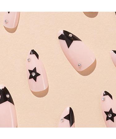 False Nails 24pcs French Almond-shaped Rhinestone Star Durable False Nails Women's Supply Fade-resistant Fake Nails Mixed Style - Buy Online on GoSupps.com