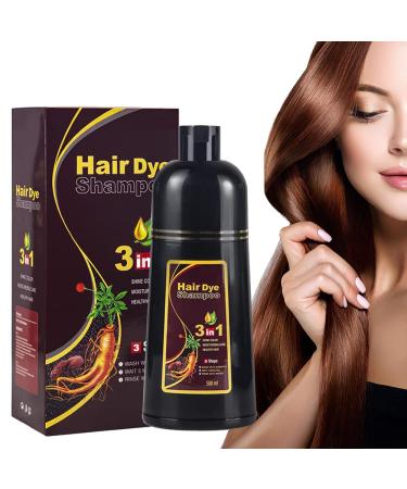Hair Dye Shampoo Instant 3 in 1-100% Grey Coverage - Herbal Ingredients for Women & Men in Minutes 500mL 17.6 Fl Oz (Coffee)