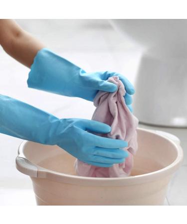 Reusable Household Cleaning Gloves - Latex Free, Waterproof, Non-Slip - 2 Pairs with Cotton Lining (Medium) - Blue+Pink - Buy Online on GoSupps.com