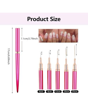 5Pcs Nail Arts Liner Brushes Painting Brush Set Thin Nail Arts Dotting Drawing Pen 4/8/12/20/25mm Suitable For Home Use - Buy Online on GoSupps.com