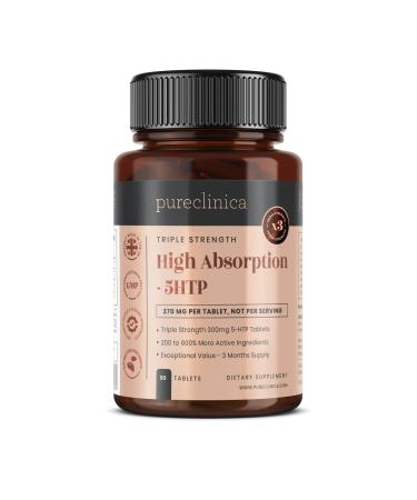 High Absorption 5HTP 300mg x 90 tablets - 3 months supply. with Vitamin C B6 and Black Pepper Extract 90 Count (Pack of 1)
