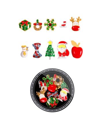Lurrose 3D Christmas Metal Nail Studs Gems Xmas Nail Crystal Jewels Winter Holiday Nail Stickers Manicure Tips Wraps for Woman Girl Christmas Nails Art Decoration Supplies Style 3 3 Sets
