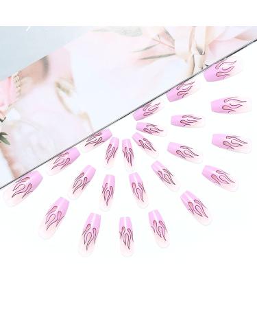 Vatocu Coffin Flame Glitter False Nails - Purple Ballerina Full Cover Acrylic Press-On Nails (24 Pieces) for Women & Girls - Buy Online on GoSupps.com