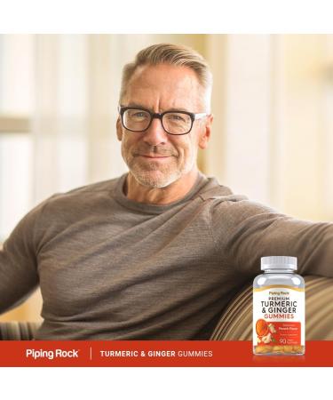 Piping Rock Turmeric and Ginger Gummies | 90 Count | Peach Flavor | Vegan Formula | Non-GMO Gluten Free Supplement - Buy Online on GoSupps.com