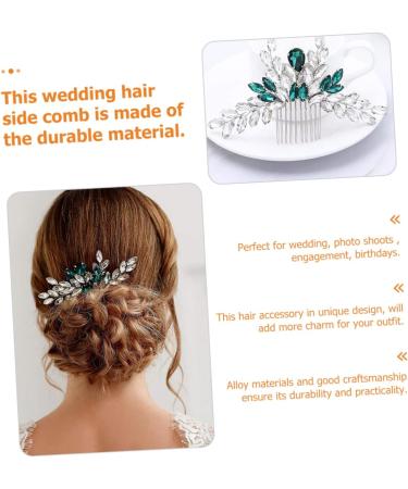 Ipetboom Bridal Comb Crystal Hair Comb Hair Side Flower Hair Combs Green Rhinestone Hair Clip Crystal Headpiece Styling Hair Clips Alloy Western Style Accessories Dinner Party - Buy Online on GoSupps.com