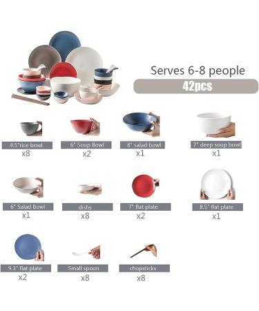 42 Pieces-Porcelain Dinnerware Set Service for 6/8modern Kitchen Dinnerware Set Complete Porcelain Combination -Include Plates Bowl Sets-for Home Fruit Salad Snack Et - Buy Online on GoSupps.com