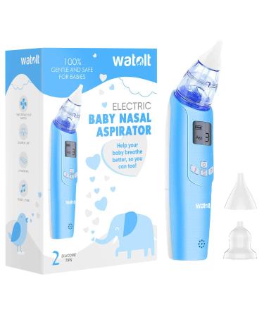Watolt Baby Nasal Aspirator - Electric Nose Suction for Baby - Automatic Booger Sucker for Infants - Battery Powered Snot Mucus Remover for Kids Toddlers Blue