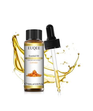 EUQEE Copaiba Essential Oil 10ml Pure Copaiba Oils 100% Natural Aromatherapy Essential Oils for Diffusers for Home Relax Candle Making Copaiba 10.00 ml (Pack of 1)