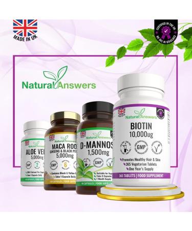 365 Biotin Hair Growth Tablets (1 Year Supply) - 10,000UG Vitamin B7 Supplements for Healthy Hair, Skin, and Nails - Vegetarian Formula for Men and Women - UK Manufactured - Buy Online on GoSupps.com