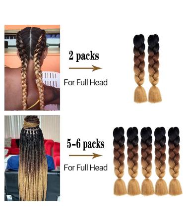 Fanyu 3 Packs 24 Synthetic Braiding Hair - Ombre Jumbo Braids Extensions for Crochet (DB-Black-Brown Blonde) - Buy Online on GoSupps.com
