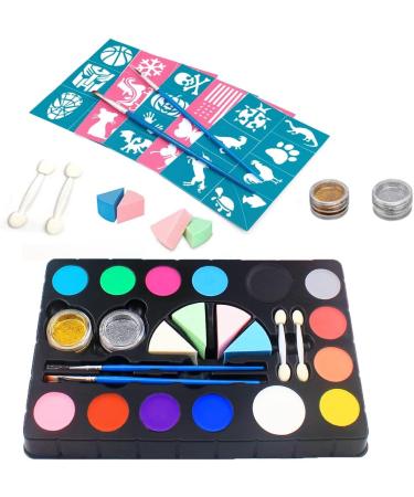 Maydear Kids Face Paint Kit - 14 Large Water-Based Colors Palette | Professional Grade Face Paints Safe for Sensitive Skin - Buy Online on GoSupps.com