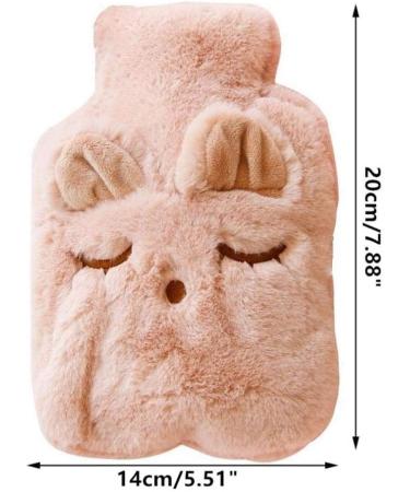 Portable Cartoon Cute Heat Bottle with Cover - Soft Plush Hot Water Bag - Long-lasting Winter Hand Warmer - Gray Eye Design - Buy Online on GoSupps.com
