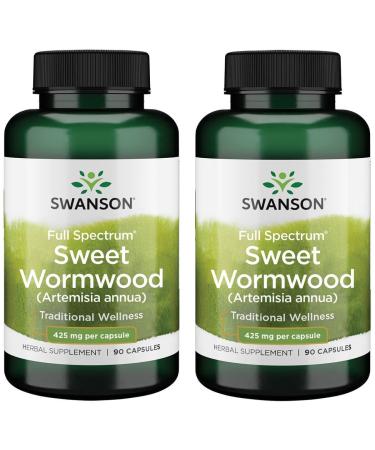 Swanson Sweet Wormwood - May Promote GI Gut Health, Microbial Balance & Digestive Health Support - Herbal Supplement with Artemisinin - (90 Capsules, 425mg Each) 2 Pack 90 Count (Pack of 2)