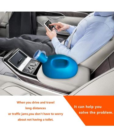 2000ml Portable Male Urinal - Large Plastic Pee Holder for Men - Ideal for Hospital, Incontinence, Elderly - Travel, Driving, Camping - Blue - Buy Online on GoSupps.com