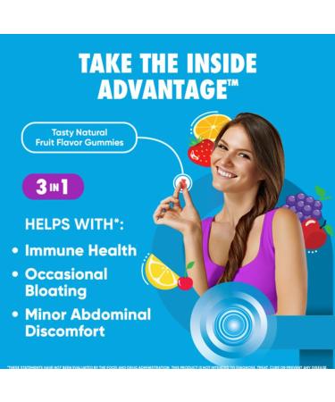 Digestive Advantage 3-in-1 Natural Fruit Flavors Probiotic Gummies for Women & Men Occasional Bloating, Minor Abdominal Discomfort & Gut Health, 60 Count Gummies (3 Pack) - Buy Online on GoSupps.com