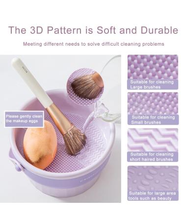 Buy 3 in 1 Silicone Makeup Brush Cleaner Mat - Efficient Cleaning Drying & Storage for Brushes Sponges & Powder Puffs (Purple) - International Shipping Available - Buy Online on GoSupps.com