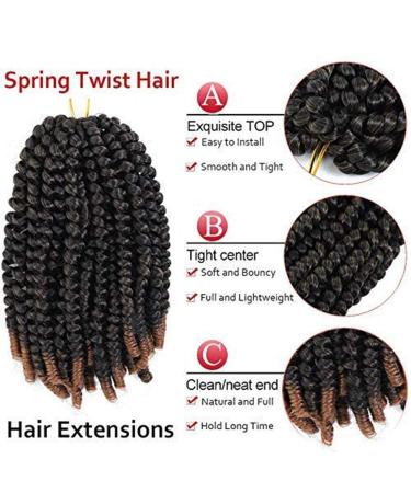 8 Pack Ombre Spring Twist Crochet Hair - 8 Inch Fluffy Butterfly Locs Extensions (T1B30) - Buy Online on GoSupps.com