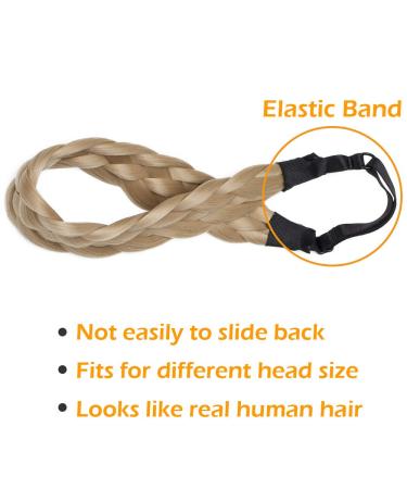 Silk-Co Women Hair Band - 5 Strands Braided Headband | Elastic Vintage Hair Accessory for Weddings & Parties | Ash Blond 3.8cm Wide - Buy Online on GoSupps.com