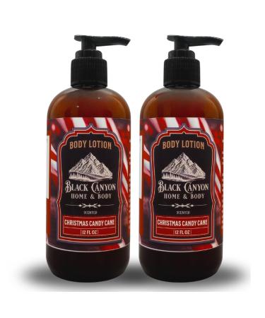 Black Canyon Christmas Candy Cane Scented Body Lotion with Lanolin and Jojoba Oil 12 Oz (2 Pack)