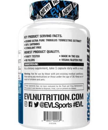 Evlution Nutrition 100% Pure Tribulus - Boost testosterone & enhance performance - 60 Capsules - Buy Online on GoSupps.com