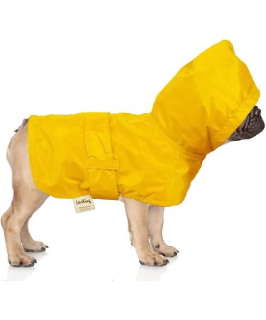 LeerKing Hooded Dog Raincoat | Waterproof Jacket with Cotton Lining | 10 Sizes | Leash Hole | Yellow | Medium - Buy Online on GoSupps.com