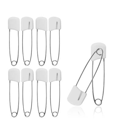 Lxnoap 10 pcs Cloth Diaper Pins Stainless Steel Traditional Safety Pin (White)