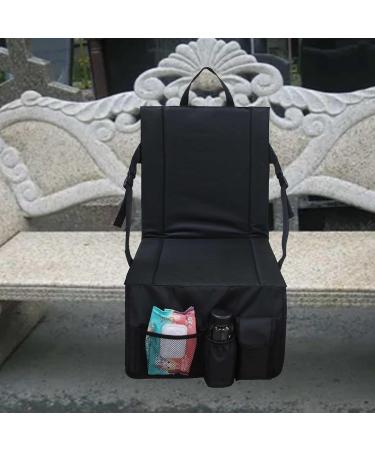 Stadium Seat Cushion | Thick Stadium Seat with Back Support and 4 Pockets Lightweight Waterproof Back Support Picnic Bleacher Seats for Outdoor Black - Buy Online on GoSupps.com