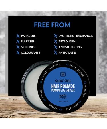Scent Free Medium Hold Vegan Pomade for Men - EWG Verified All-Natural Water-Based Flake-Free Styling for All-Day Hold - Buy Online on GoSupps.com