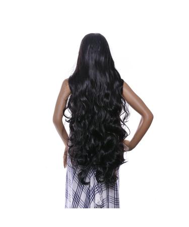 AGPTEK 40 Inches Heat Resistant Long Curly Wave Wig with Full Head Clip - Black