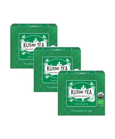 KUSMI TEA Kusmi Tea | Organic Gunpowder Green Tea with Peppermint | Green Tea Mint Leaves - 3 x 20 Tea Filters