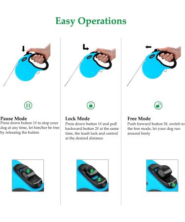 Etaccu Rollerin Retractable Dog Leash - 5m Reflective Non-Slip Handle One-Button Block For Medium & Large Dogs Up to 50kg (Blue) - International Shipping Available - Buy Online on GoSupps.com