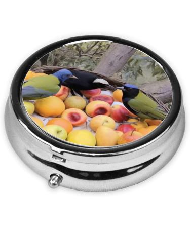 Portable Bird Eating Fruit Metal Pill Box | Round Mini 3-Compartment | Travel Essential for Small Pills | Durable Black Design - Buy Online on GoSupps.com