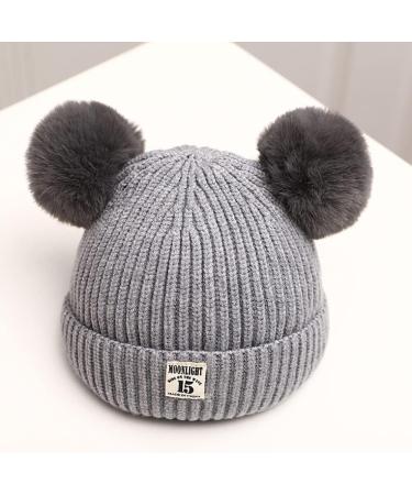 XYIYI Baby Kids Winter Knit Hat with Fur Pom | Infant Toddler Crochet Beanie Cap for 6-24 Months Boys Girls | Grey - Buy Online on GoSupps.com