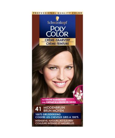 Schwarzkopf Poly Color Hair Colour 41 Medium Brown White 4 Count (Pack of 1)