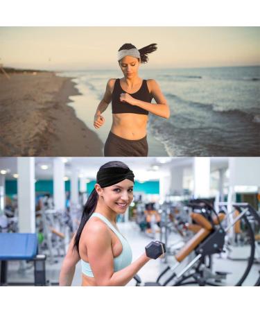 Voarge 4 Pack Women's Hairbands with Bow - Cotton Knot Headscarves (Black Gray Pink Dark Gray) - International Shipping - Buy Online on GoSupps.com