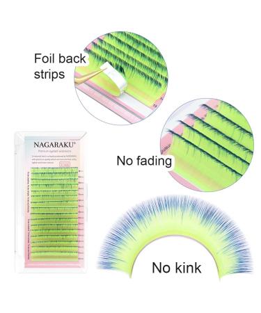 Shop Nagaraku Gradient Colored Volume Eyelash Extensions - 16 Rows 0.07 D Curl Ombre Green & Blue 9-15mm Premade Supplies - Buy Online on GoSupps.com