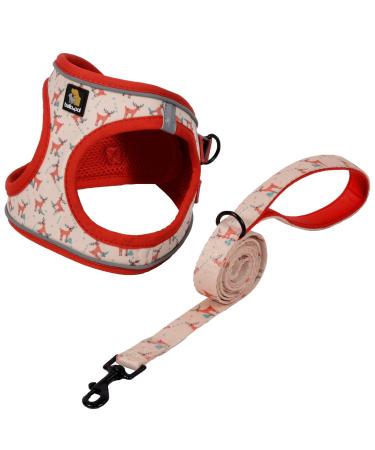Bella & Pal dog harness with a line set anti-train dishes for small medium dogs no tensile dishes for small dogs with a leash comfortable dog harness made of Air Mesh with reflective strip XS (30-35cm breast size) Christmas & red